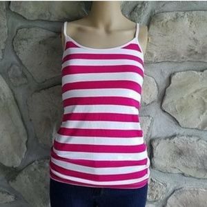 ACTIVE BASIC | Striped Pink and White Tank Top